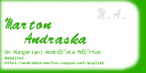 marton andraska business card